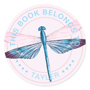 Dragonfly This Book Belongs To Classic Round Sticker