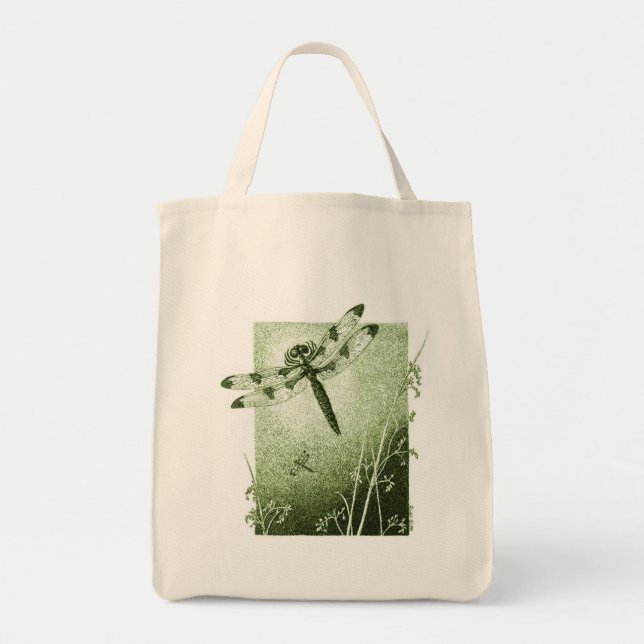 Dragonfly Tote Bag (Sage Green) (Front)
