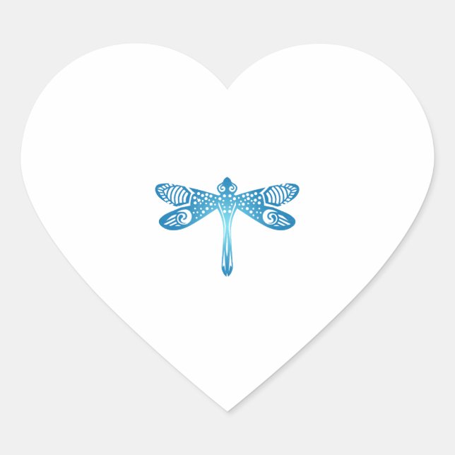 Dragonfly Tribal Tattoo Gift Idea Heart Sticker (Front)