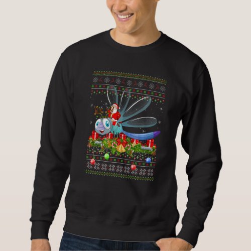 Dragonfly  Ugly Santa Riding Dragonfly Christmas Sweatshirt