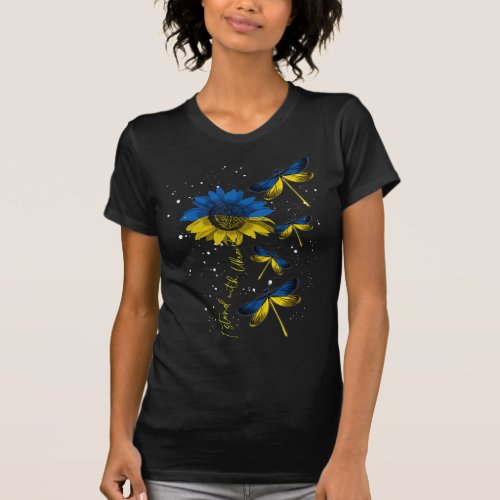 Dragonfly Ukraine Sunflower Ukraine Flag Stand Wit T_Shirt