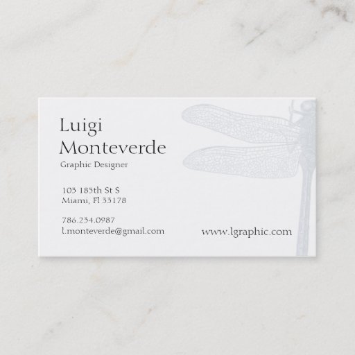 Customizable Dragonfly, Unique Personal Business Card
