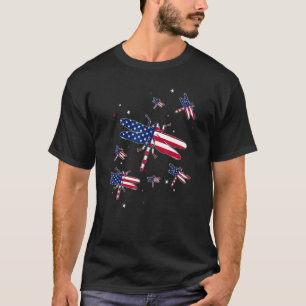 Dragonfly Usa Flag Patriotic Independence 4th Of J T-Shirt