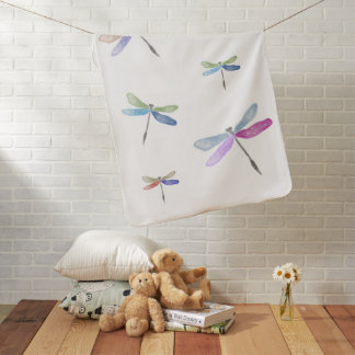 Dragonfly velveteen blanket -watercolor