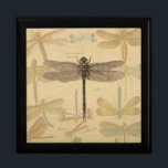 Dragonfly Vintage Antique Classic Nature Gift Box<br><div class="desc">Vintage Dragonfly Antique image of a dragonfly - This sweet little dragonfly is  an antique image of a beautiful dragonfly,  drawn in black and white,  with a background of soft colorful dragonflies against antique paper.</div>