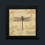 Dragonfly Vintage Antique Classic Nature Jewelry Box<br><div class="desc">Vintage Dragonfly Antique image of a dragonfly - This sweet little dragonfly is  an antique image of a beautiful dragonfly,  drawn in black and white,  with a background of soft colorful dragonflies against antique paper.</div>