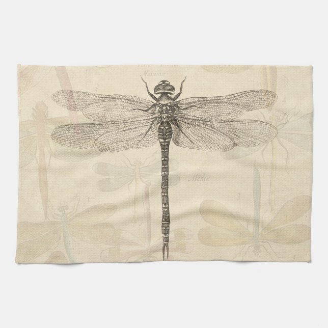 Dragonfly Vintage Antique Classic Nature Kitchen Towel (Horizontal)