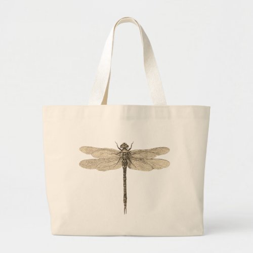 Dragonfly Vintage Antique Classic Nature Large Tote Bag