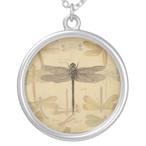 Dragonfly Vintage Antique Classic Nature Silver Plated Necklace