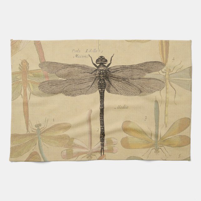 Dragonfly Vintage Antique Classic Nature Towel (Horizontal)