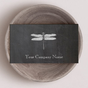 Dragonfly Vintage Etching Chalkboard Look Black Business Card