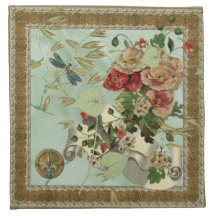 Dragonfly Vintage Floral Cocktail Napkins