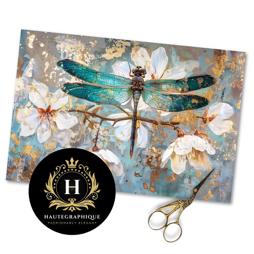 Dragonfly Vintage Floral Decoupage  Tissue Paper