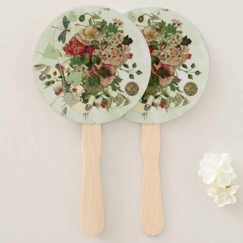 Dragonfly Vintage Floral Hand Fans