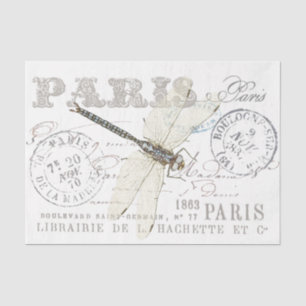 Dragonfly Vintage Paris French Script Decoupage Tissue Paper
