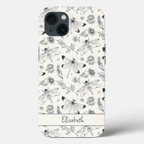 Dragonfly vintage pattern design iPhone 13 case