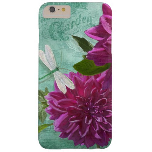 Dragonfly w Purple Dinner Plate Dahlia Flowers Barely There iPhone 6 Plus Case
