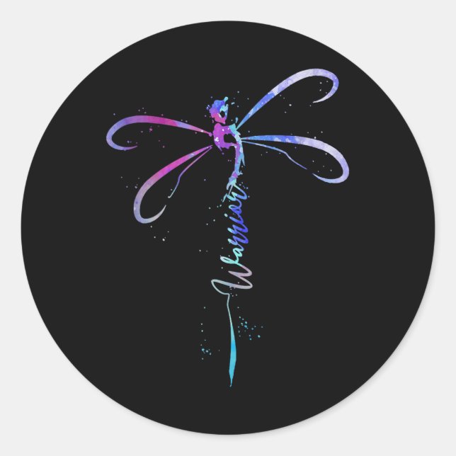 Dragonfly Warrior Semicolon Suicide Prevention Awa Classic Round Sticker (Front)
