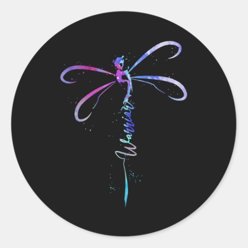 Dragonfly Warrior Semicolon Suicide Prevention Awa Classic Round Sticker