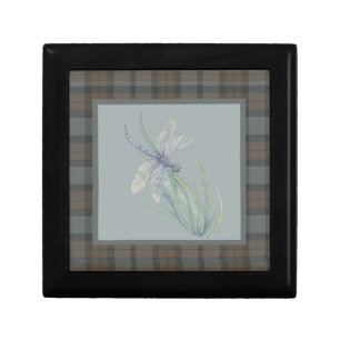 Dragonfly Watercolor Fraser Clan Tartan Grey Blue Gift Box