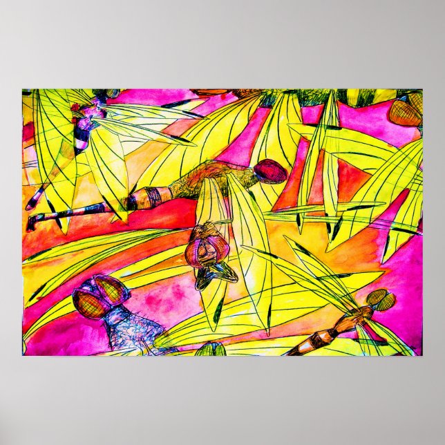 Dragonfly watercolor painting poster (Front)