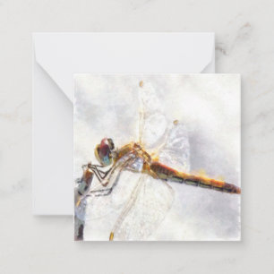 Dragonfly Watercolor Pastel White Background Note Card