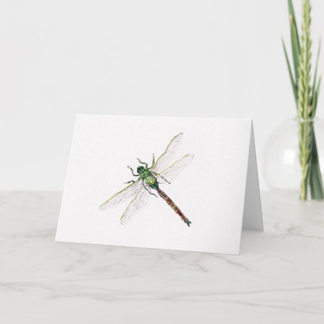 Dragonfly  watercolor print greeting card (Front)