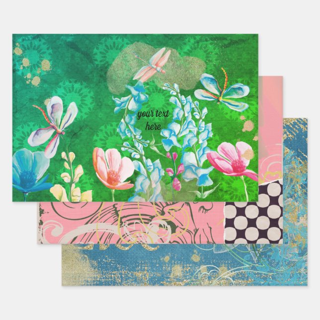 dragonfly watercolor set wrapping paper sheets (Set)