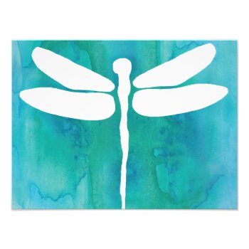 Dragonfly Watercolor White Aqua Blue Dragonflies Photo Print by SilverSpiral at Zazzle