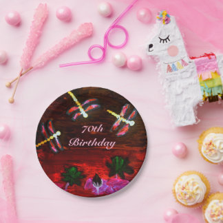 Dragonfly Waterlily Painting Age Birthday Paper Plates