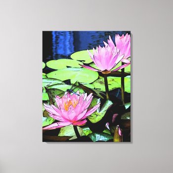 Dragonfly Waterlily Sumi-e Canvas Print by artinphotography at Zazzle