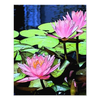 Dragonfly Waterlily Sumi-e Photo Print by artinphotography at Zazzle