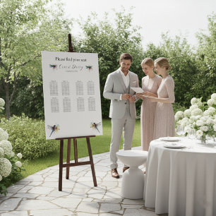 Dragonfly Wedding 8 Table Seating Chart  Foam Boar Board