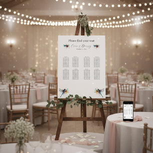 Dragonfly Wedding 8 Table Seating Chart  Foam Boar Board