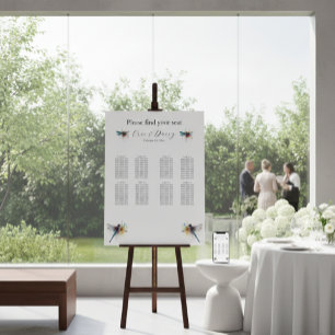 Dragonfly Wedding 8 Table Seating Chart  Foam Boar Board