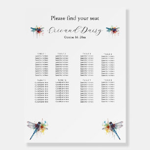 Dragonfly Wedding 8 Table Seating Chart  Foam Boar Board