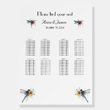 Dragonfly Wedding 8 Table Seating Chart  Foam Boar