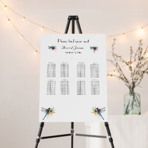 Dragonfly Wedding 8 Table Seating Chart  Foam Board