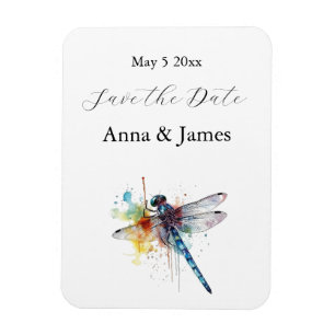 Dragonfly Wedding, custom save the date sticker Magnet