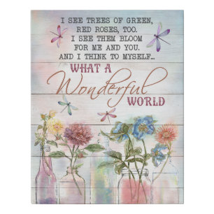 Dragonfly What A Wonderful World Motivational Faux Canvas Print