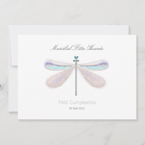 Dragonfly white blue whimsical nature summer party invitation