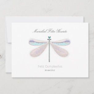 Dragonfly white blue whimsical nature summer party invitation