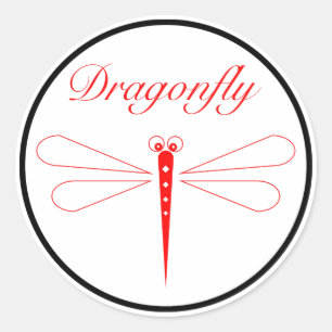 Dragonfly - White Classic Round Sticker, Glossy Sticker