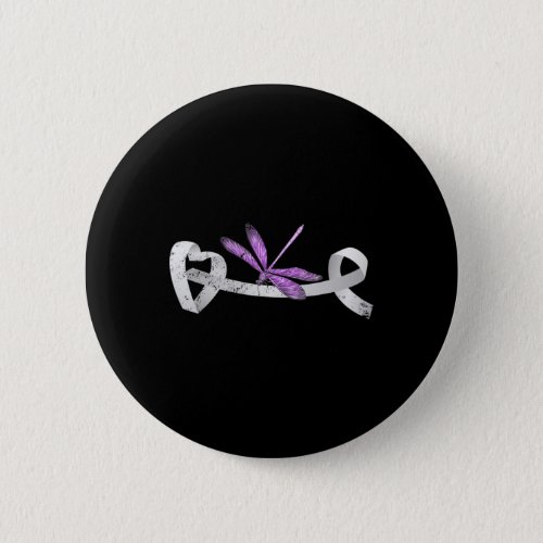 Dragonfly White Ribbon Lung Cancer Survivor Gift L Button