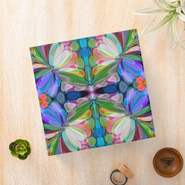 Dragonfly Wildflower Garden Abstract Floral 3 Ring Binder (In Situ)