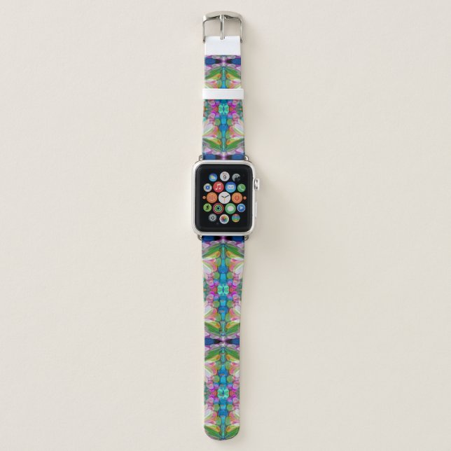 Dragonfly Wildflower Garden Abstract Floral Apple Watch Band (Front)