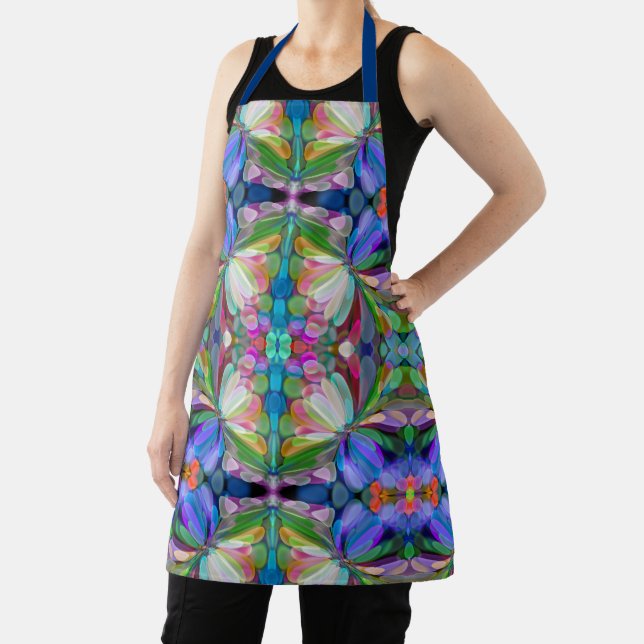 Dragonfly Wildflower Garden Abstract Floral Apron (Insitu)