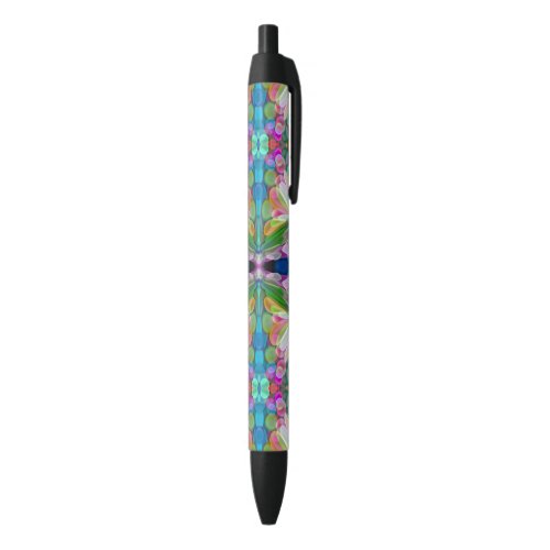 Dragonfly Wildflower Garden Abstract Floral Black Ink Pen