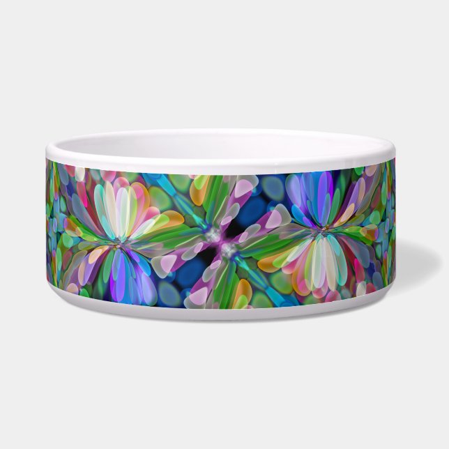 Dragonfly Wildflower Garden Abstract Floral Bowl (Front)
