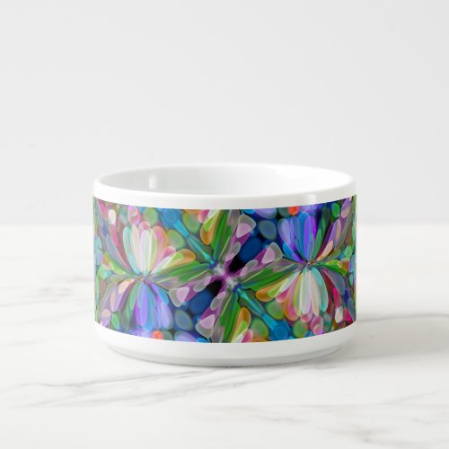 Dragonfly Wildflower Garden Abstract Floral Bowl